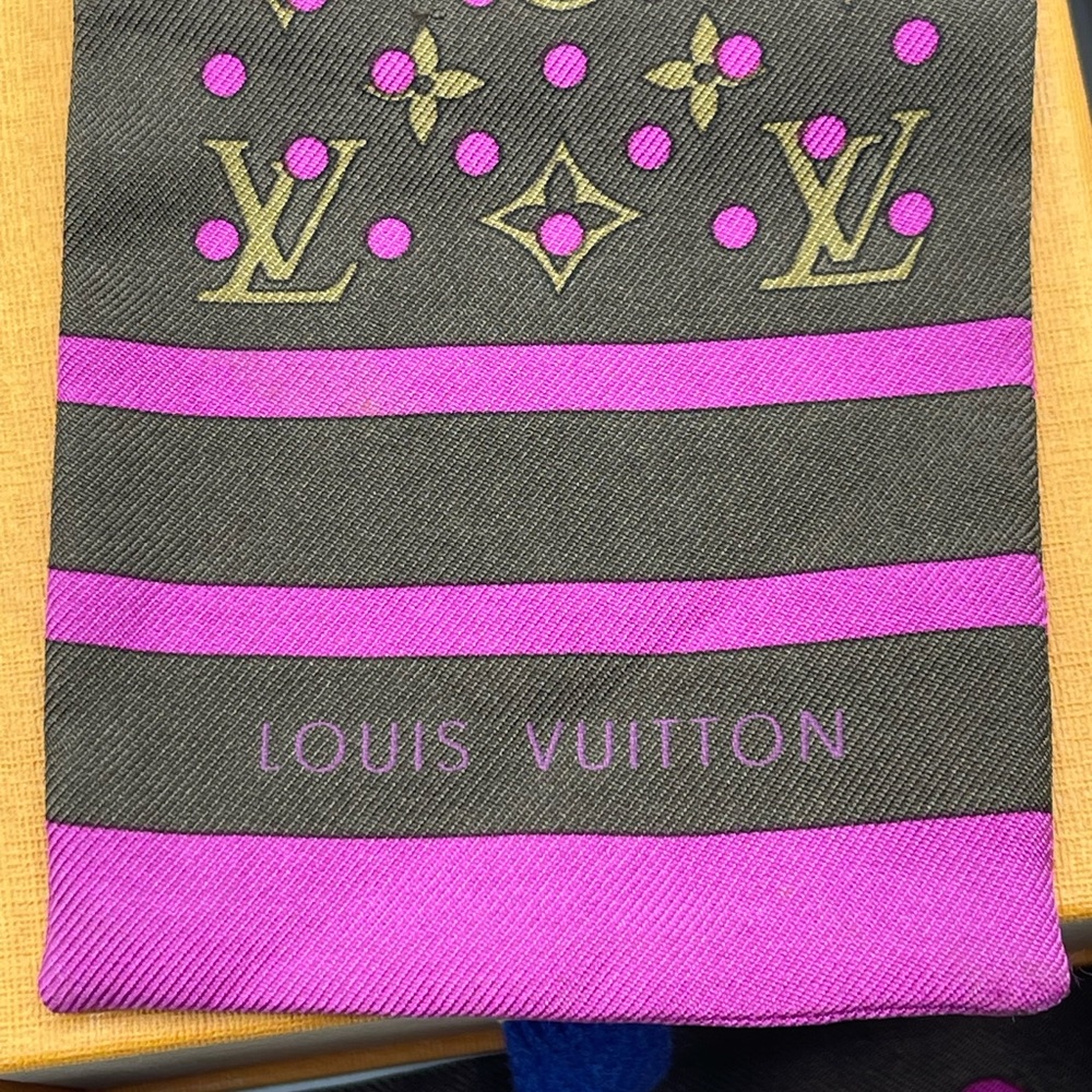 Louis Vuitton Perforated Dots Bandeau Neckerchief Scarf Chocker Twilly Wrap Rare - Picture 15 of 16